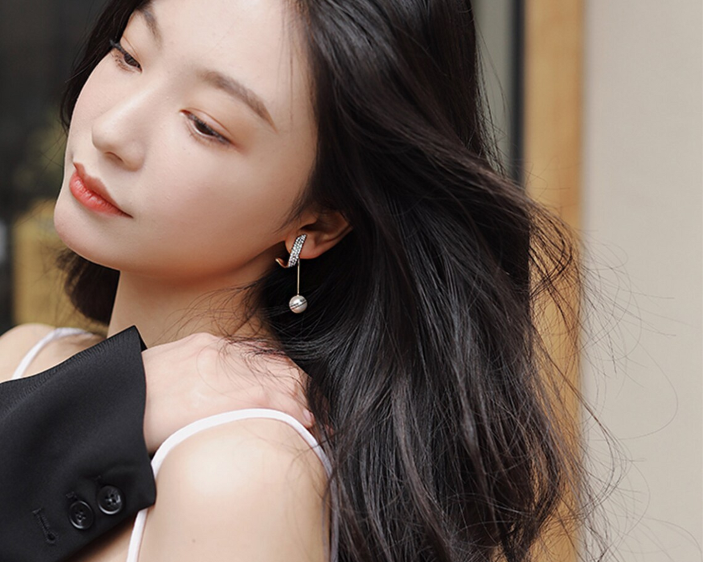 Elegant White Pearl 925 Silver Plated Drop Earrings Women Engagement Party Gift