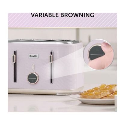 BREVILLE Obliq VTT998 4-Slice Toaster - Lilac & Gold