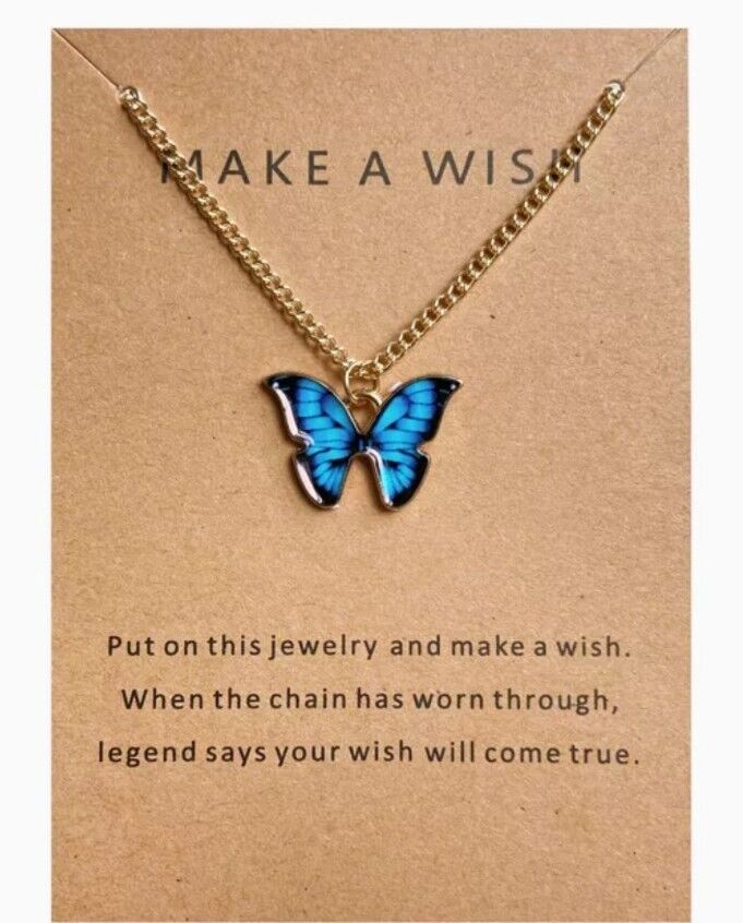 Butterfly Necklace Lucky Love Friendship Family Love Women Lady Necklace Wish