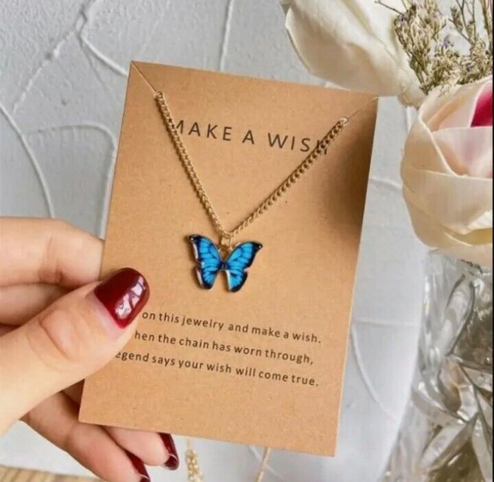 Butterfly Necklace Lucky Love Friendship Family Love Women Lady Necklace Wish