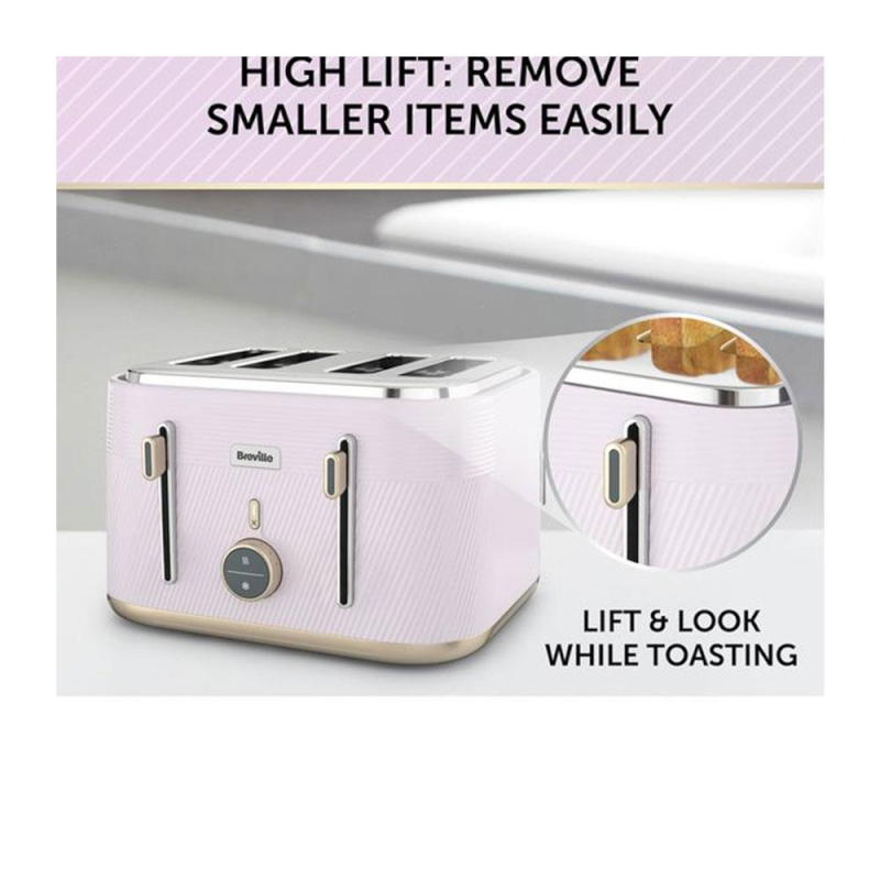 BREVILLE Obliq VTT998 4-Slice Toaster - Lilac & Gold