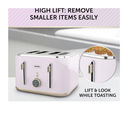 BREVILLE Obliq VTT998 4-Slice Toaster - Lilac & Gold